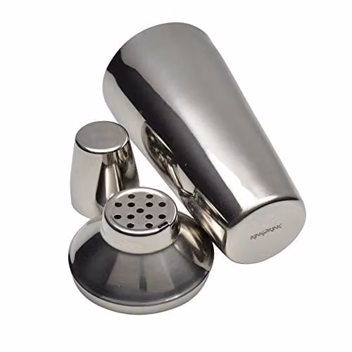 Rink Drink 3pc Manhattan Cocktail Shaker Set in Silver, 800ml Stainless Steel