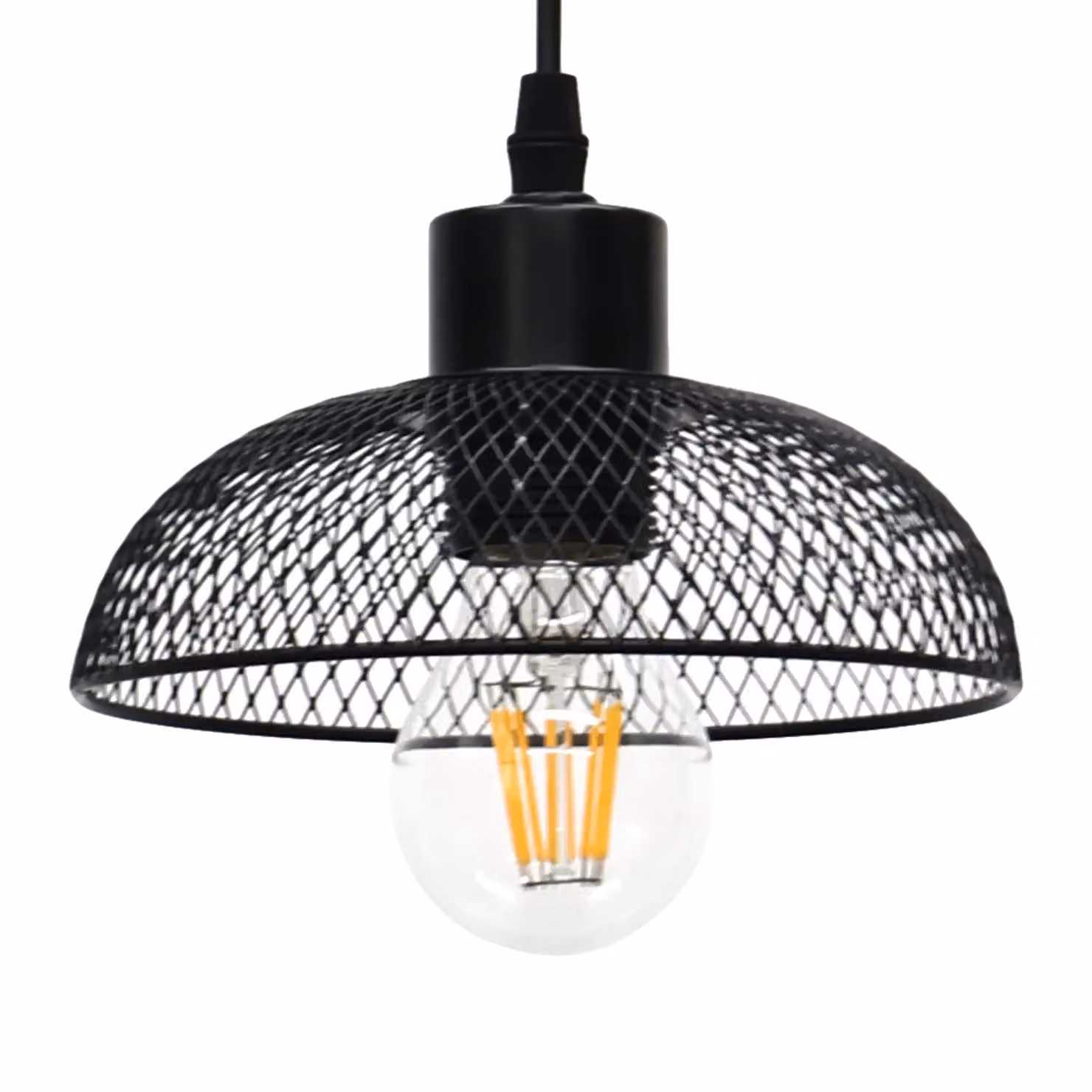 First Choice Lighting Cassidy Set of 2 Small Black Metal Mesh Cylinder Pendant Shades – 2