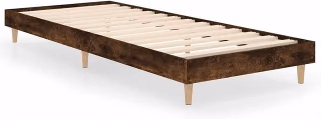 Berkfield Home Smoked Oak Small Single Bed Frame in Brown, W/D/H: 75 x 190 cm