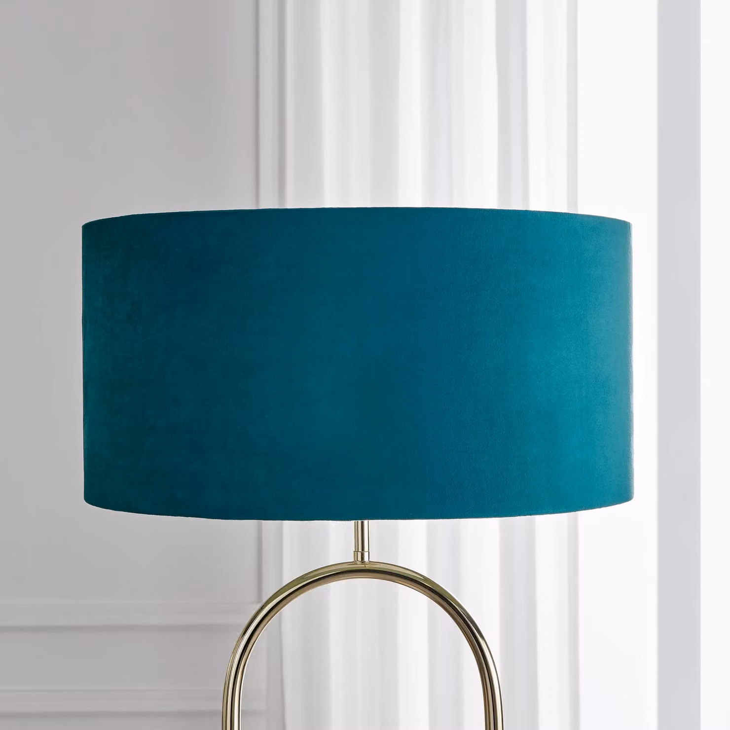 FurnitureboxUK Danielle Art Deco Floor Lamp with Teal Velvet Shade, Brass Plate and Gold Marble Base, H 157 cm x W 45 cm x D 45 cm – 2
