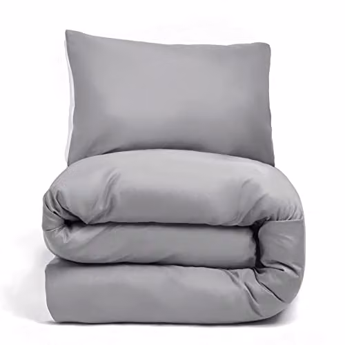 Brentfords Reversible Microfibre Double Duvet Cover and Pillowcase Set in Grey and White, W/D/H: 200 x 200 cm and 50 x 75 cm – 4