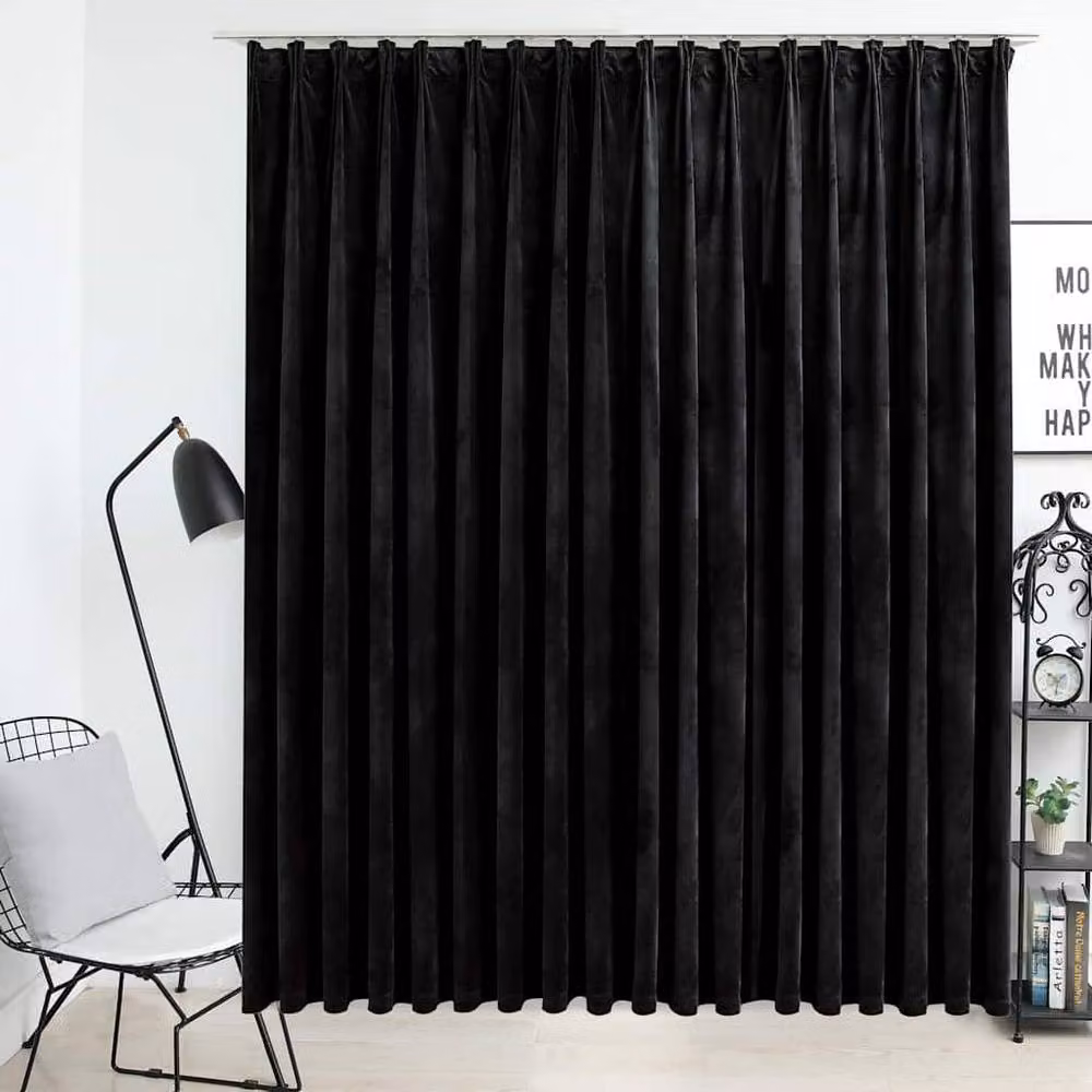 Berkfield Home Blackout Velvet Curtain with Hooks, Black, W: 290 cm, H: 245 cm – 2