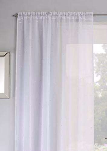 Tyrone Textiles Ltd Jewel White Diamante Voile Fabric Panel, Drop: 122 cm
