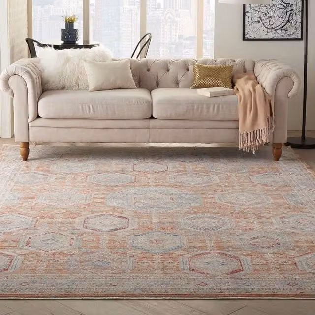 The Rug Shop UK Multi Border Traditional Geometric Polyester Area Rug, Multicolour, W: 240 cm, D: 305 cm