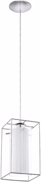 Eglo Loncino 3-Light Suspended Ceiling Fitting in Chrome and White with Transparent Glass