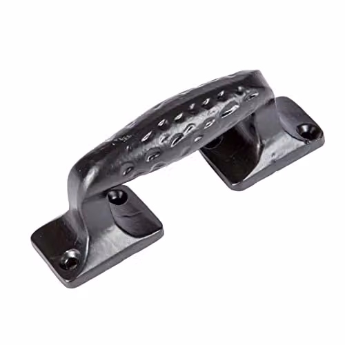 Hammer and Tongs Black Powder-Coated Iron Bow Forged Barn Door Handle