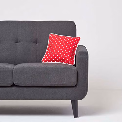 Homescapes Red and White Polka Dot Cotton Square Cushion Cover, W/D/H: 30 x 30 x 30 cm – 3