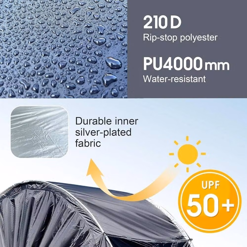 FLAVORA Waterproof Bicycle Storage Tent in Black and Silver, 0.6m2 – 4
