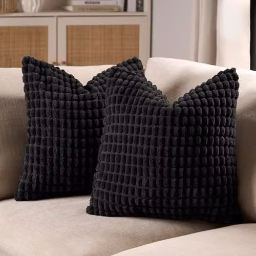 OHS 2 Pack Bobble Textured Cushion Covers in Black, W/D/H: 45 x 45 x 45 cm