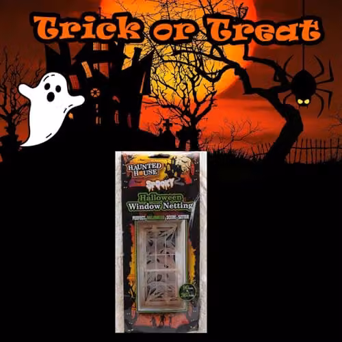 VFM e-Store White Halloween Window Netting Decoration, W: 90 cm, H: 365 cm – 5
