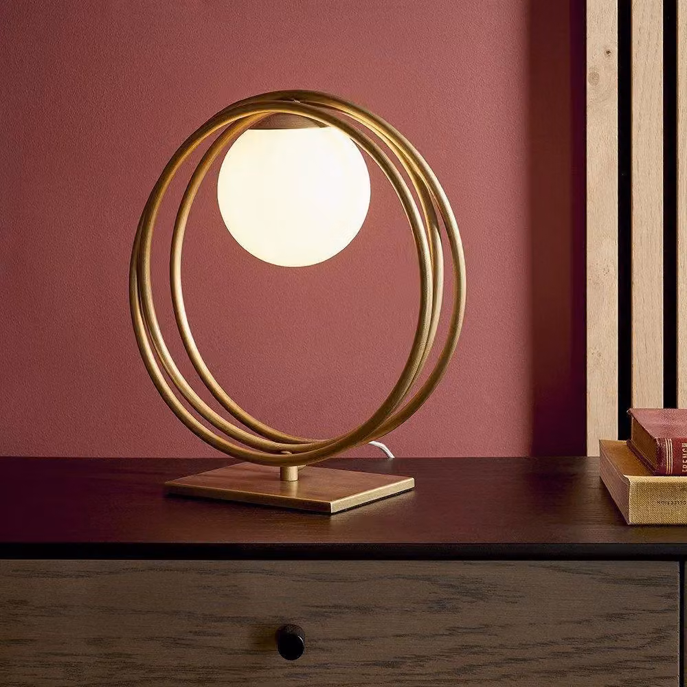 Netlighting BERGAMO Contemporary Glass Table Lamp in Gold/Brass – 2
