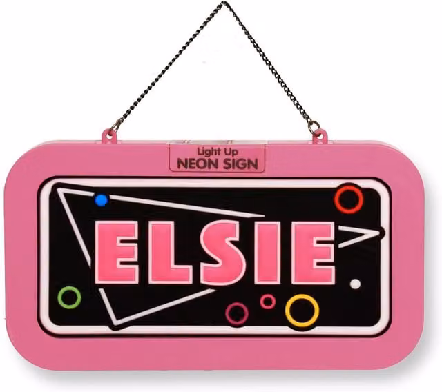 History & Heraldry Elsie Pre-personalised Light-Up Neon Bedroom Sign in Black and Multicolour