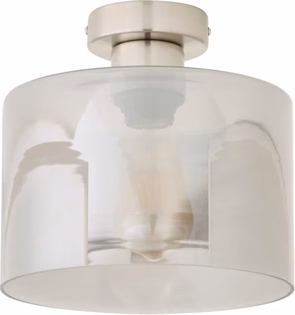 ValueLights Demi Brushed Chrome and Smoked Glass Flush Ceiling Light in Silver – 1