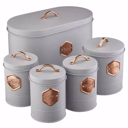 Cooks Professional 5-Piece Grey Metal Kitchen Storage Set – 2