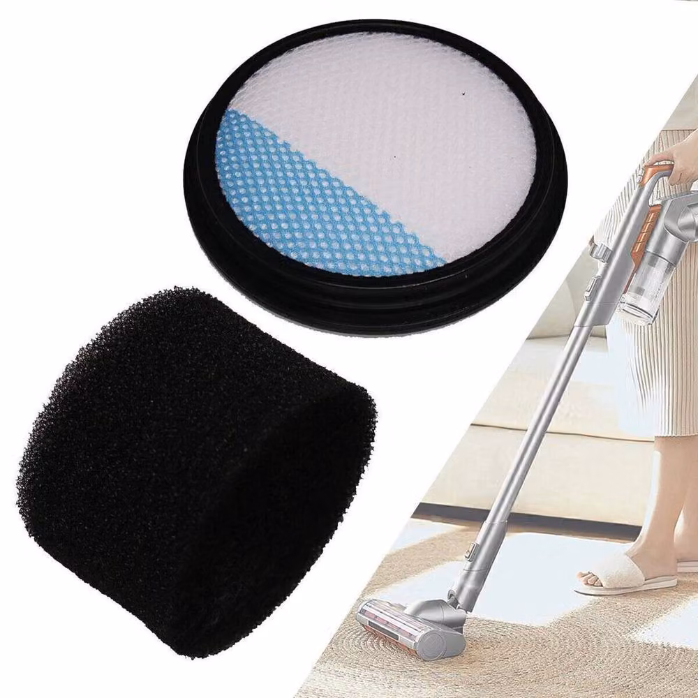 FLAVORA 2+2-Motor Filter Foam Set for Cordless Vacuum Cleaner, Black, 0.6m2 – 3