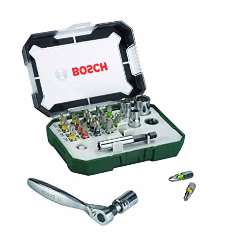 Bosch 26 Piece Screwdriver Bit and Ratchet Set in Green – 1