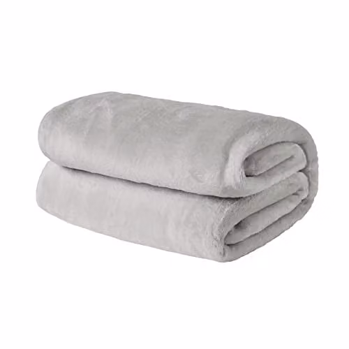 OHS Ultra Soft Flannel Fleece Throw Blanket in Silver Grey, W/D/H: 200 x 240 cm – 1