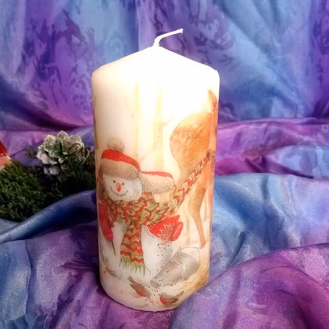 Viki Christmas Snowman Candle in White, 25.4 cm