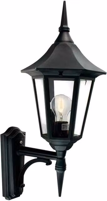 Netlighting Valencia Black Outdoor Wall Lantern Light with IP54 Rating and E27 Socket