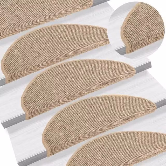 Berkfield Home Self-adhesive Stair Mats, 15 Pack, Dark Beige, W: 65 cm, D: 21 cm, H: 4 cm – 1