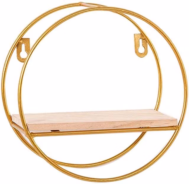 Garden Sanctuary Gold Metal Wall Hanging Decorative Storage and Display Shelf