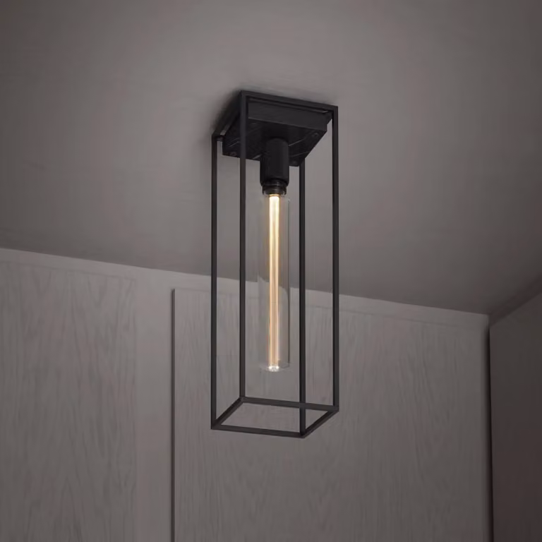 Buster + Punch Caged Ceiling Light in Black Metal and Marble