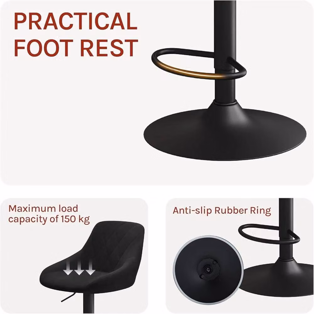NESTLUNE Set of 2 Adjustable Black Swivel Gas Lift Breakfast Bar Stools – 5