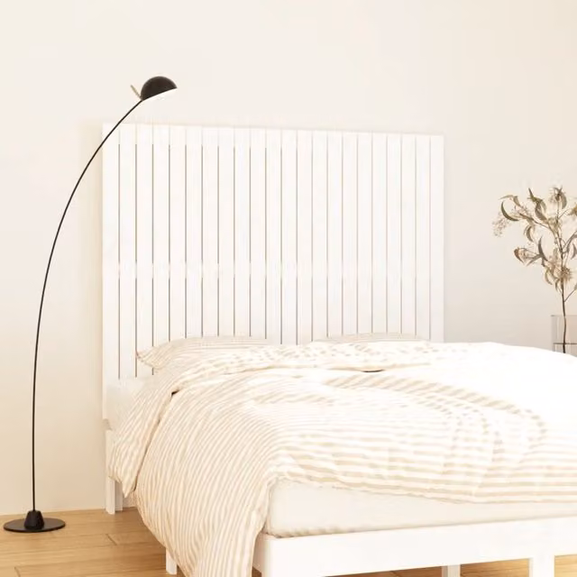 Berkfield Home White Solid Wood Pine Wall Headboard W/D/H: 140 x 3 x 110 cm