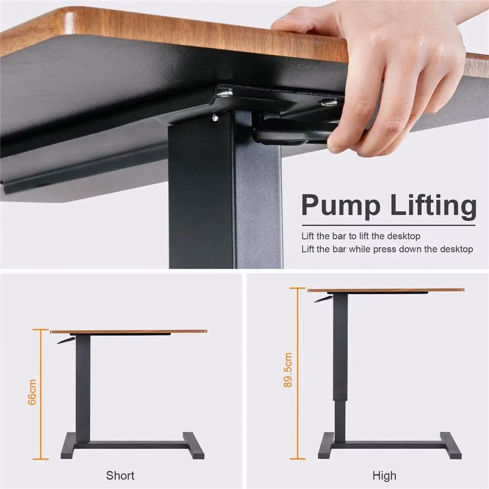 Kelvenix Height Adjustable Over the Bed Side Table with Castors in Light Oak and Black – 4