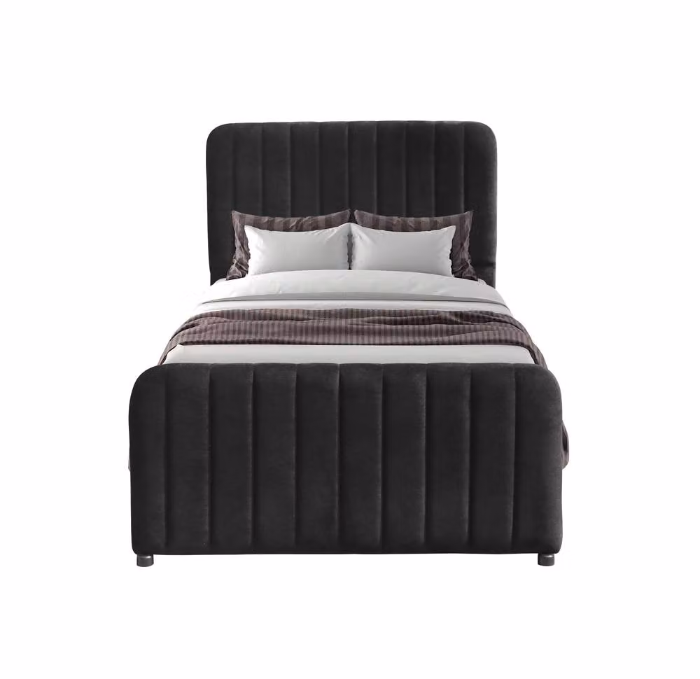 Comfy Living Ltd King Size Brushed Velvet Fabric Gaslift Ottoman Bed in Black – 2