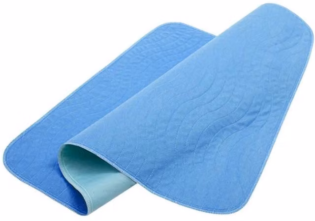 FLAVORA 2-Piece Washable Reusable Waterproof Incontinence Bed Pads for Babies, Blue, Cot Size