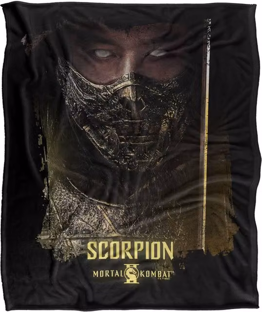 Warner Bros. Mortal Kombat 2 Scorpion Portrait Super Soft Polyester Throw Blanket, Multicolour, Extra Large