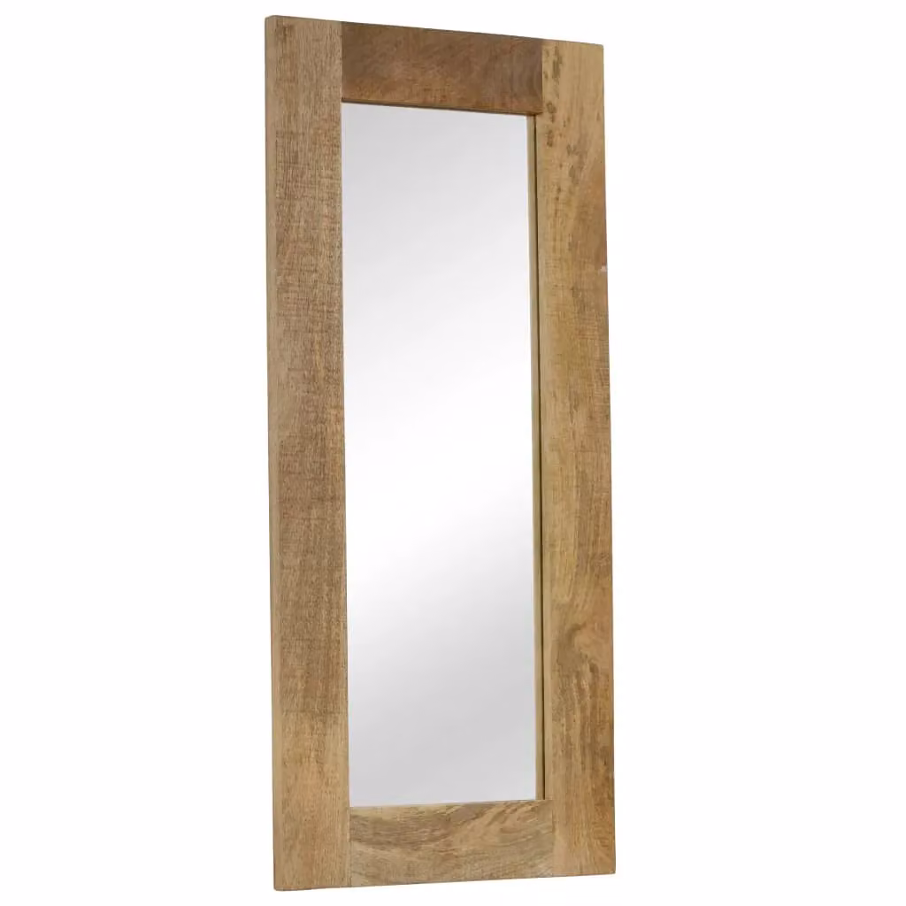 Berkfield Home Retro Rectangular Solid Mango Wood Wall Mirror, Brown, W: 50 cm, H: 110 cm – 2