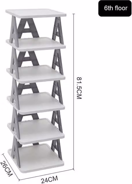 PAWNORA 6 Tier Tall Freestanding Shoe Rack in White