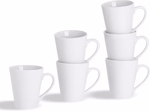 Argon Tableware White Porcelain Coffee Mug Set of 24, 285ml – 1