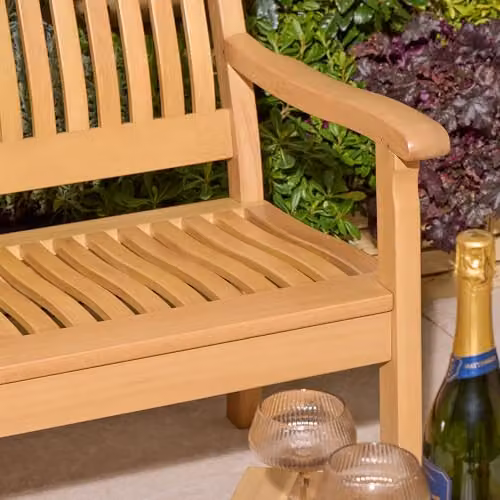 Rowlinsons Farnham 3 Seat Garden Bench in Brown Wood, W161 x D72 x H87 cm – 2