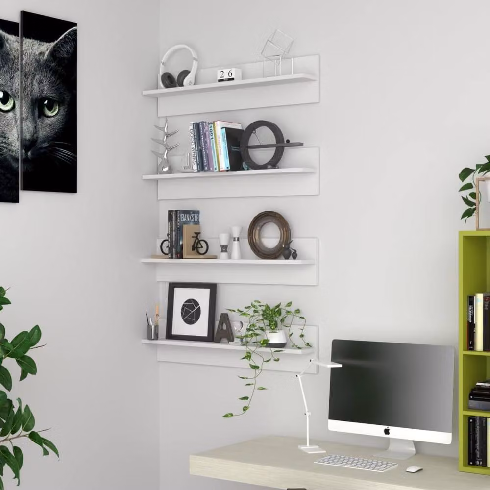 Berkfield Home Wall Mounted Shelf Set of 4, White, W/D/H: 80 x 11.5 x 18 cm – 2