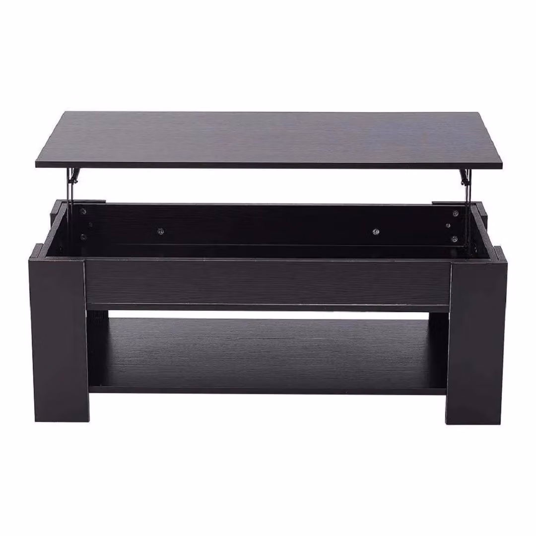 EONLION Black Wooden Lift-Top Coffee Table with Storage Ottoman Functionality – 2