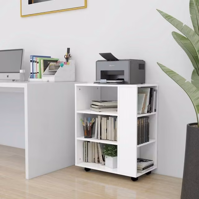 Berkfield Home Rolling Cabinet in White, W/D/H: 60 x 35 x 75 cm