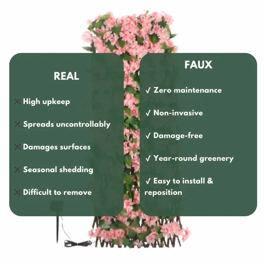 Marco Paul Solar Artificial Flower Wall - Pink Blossom in Light Pink, W/H: 90 x 180 cm – 5