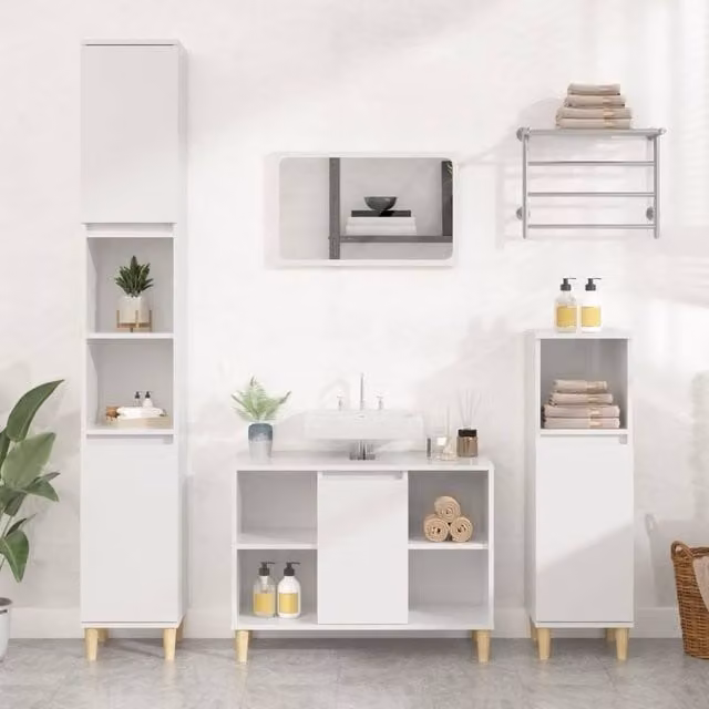 Berkfield Home High Gloss White Sink Cabinet W/D/H: 80 x 33 x 60 cm
