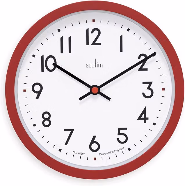 Acctim Elstow Round Quartz Analog Wall Clock in Clay or Red, Diameter: 20 cm – 3