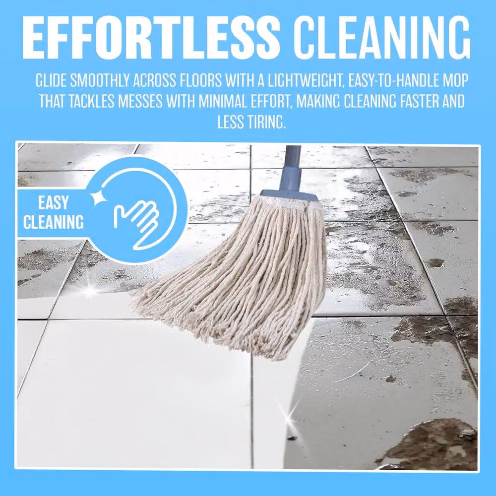 BARGAINS-GALORE Super Absorbent Cotton Floor Mop with White Metal Handle, Height: 116 cm – 3
