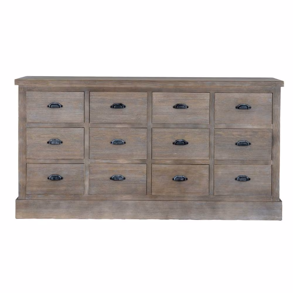 Lemon Pavilion Furniture and Decor Haldon Collection 12 Drawer Wood Chest in Brown, W: 170 cm, D: 40 cm, H: 88 cm – 2