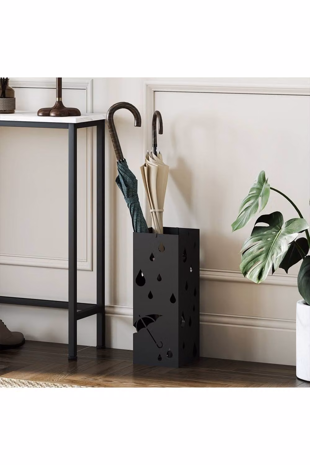 ERGOVEXA Steel Umbrella Stand in Black with Removable Tray – 2