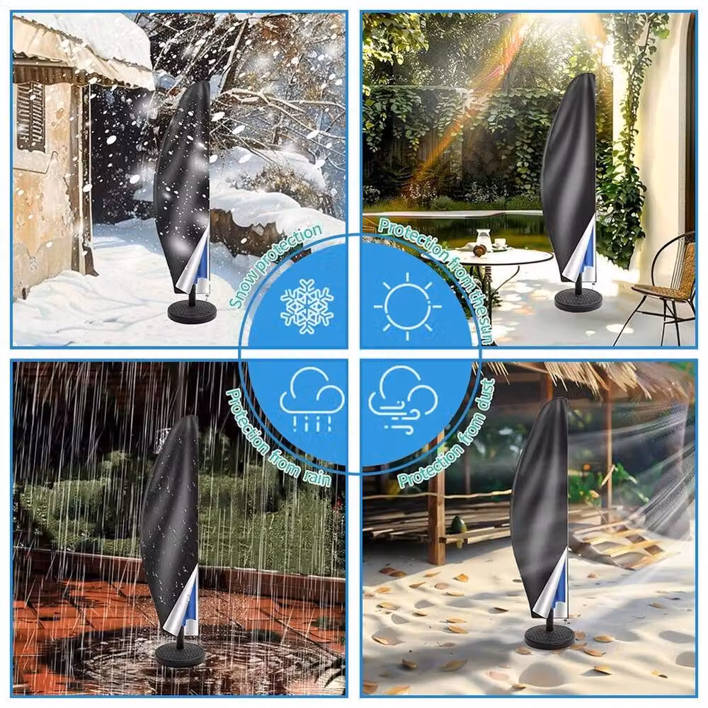 FLAVORA S Waterproof Black Polyester Cover for Cantilever Banana Parasols, Height: 205 cm – 5