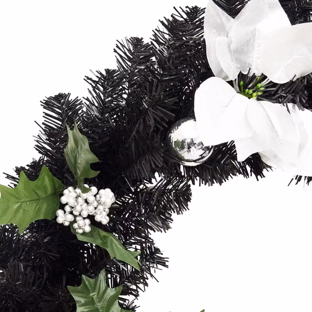 Berkfield Home Christmas Wreath with Multicolour LED Lights, Black, Diameter: 60 cm – 4