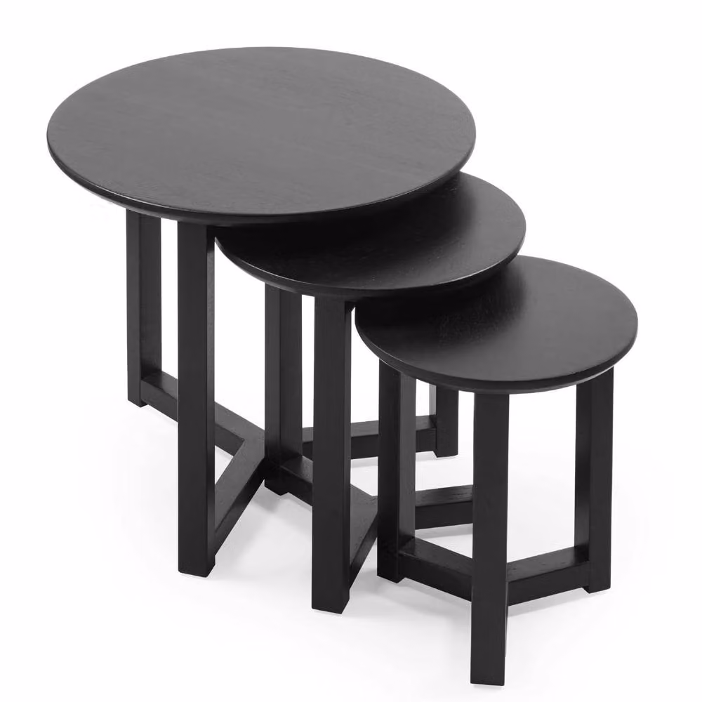 Cheshire Nordvik Nest of 3 Modern Geometric Tables in Black – 2