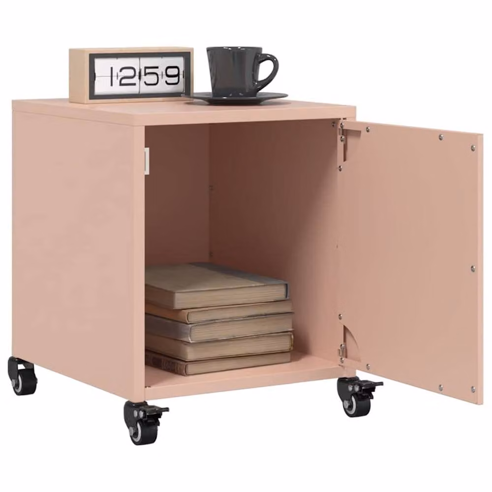 Berkfield Home Set of 2 Modern Pink Metal Bedside Cabinets, W/D/H: 36 x 39 x 43.5 cm – 1