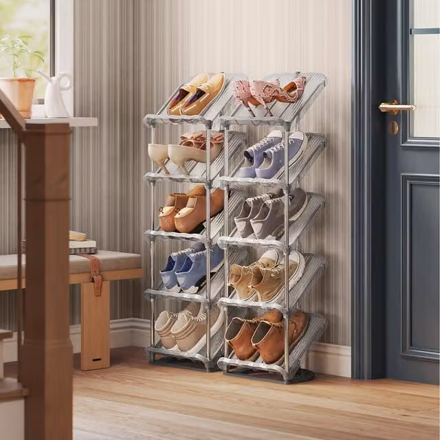 SONGMICS 5-Tier Slim Sloping Shoe Rack in Grey